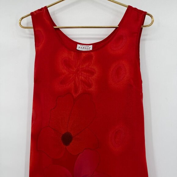 Adrianna Papell Red Floral Sheer Overlay Midi Long Dress Women’s M - Picture 2 of 10